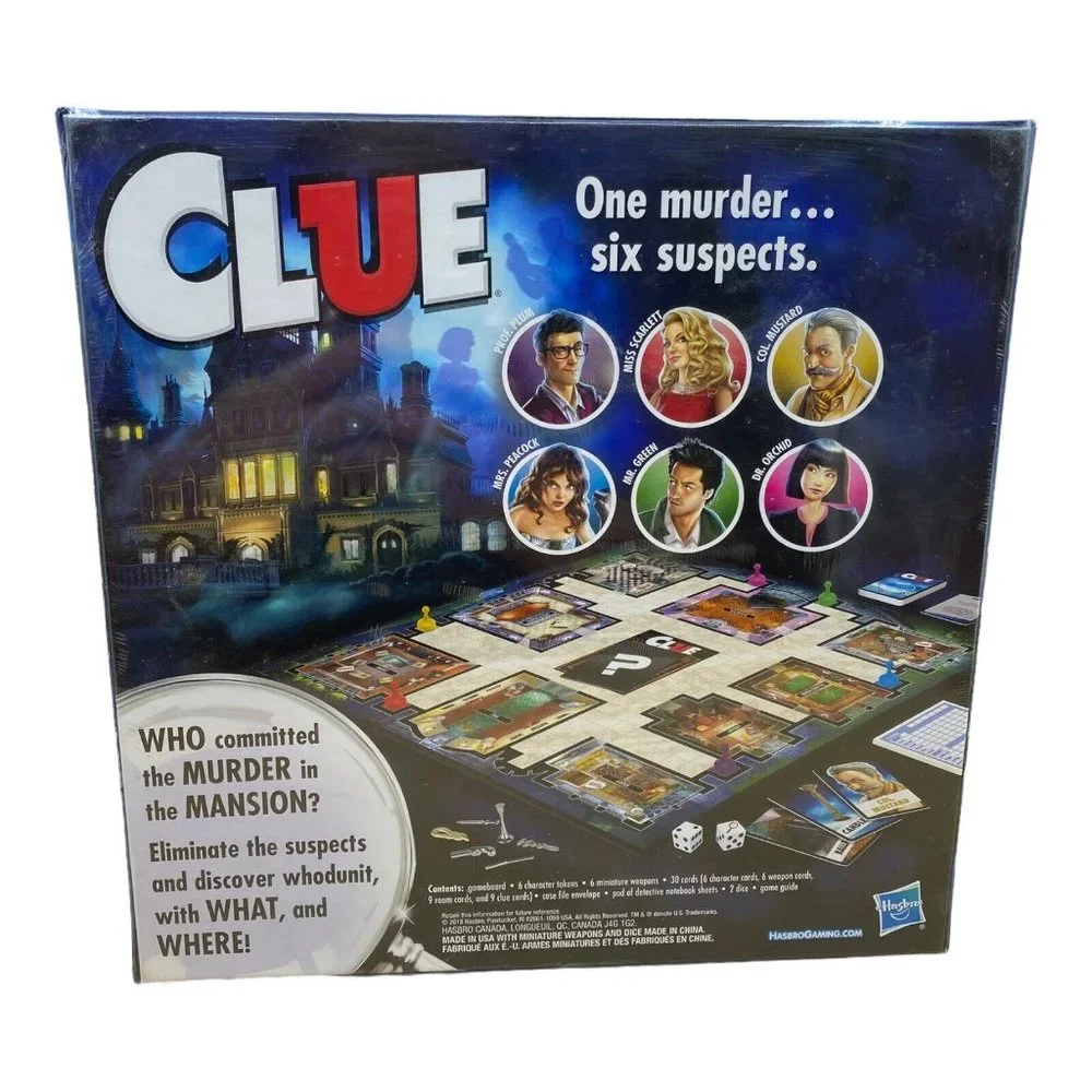 New Clue Board Game by Hasbro Gaming Mystery Classic 2018